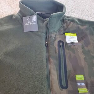 Eddie Bauer Men's 1/4 Zip Pullover Green Fleece Long Sleeve Size XL NWTGS